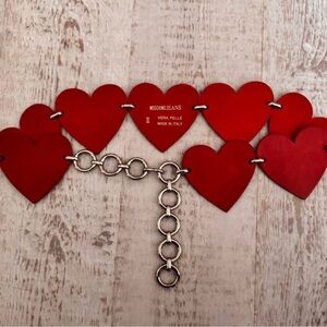 GENUINE MOSCHINO Red Heart Leather Belt. MADE IN ITALY.